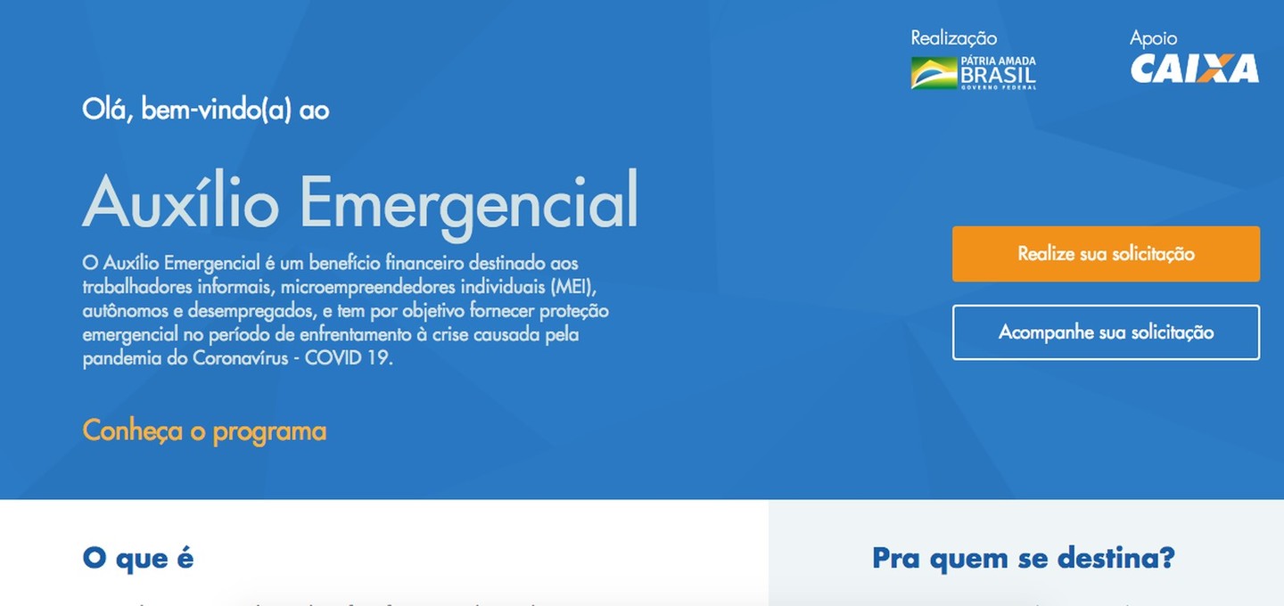 auxilio emergencial pagina inicial foto reprodução | Cidade Sorocaba
